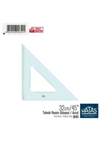 Hatas Teknik Resim Gönyesi 32cm 45°