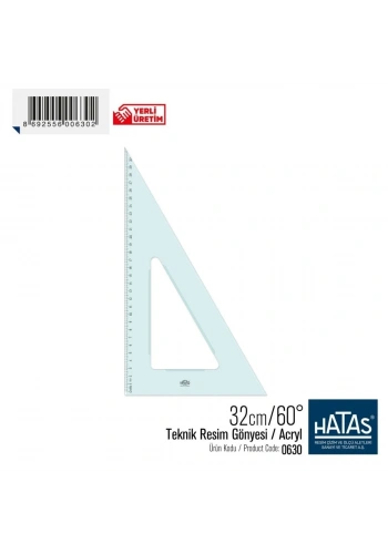 Hatas Teknik Resim Gönyesi 32cm 60°