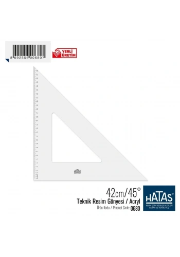 Hatas Teknik Resim Gönyesi 42cm 45°