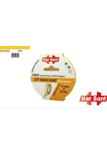 Her Bant Çift Taraflı Bant Askılı 12x25 Mt 1000
