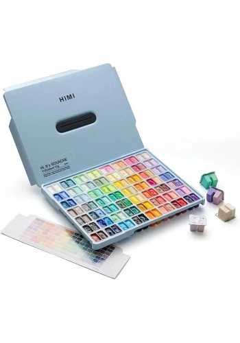 HIMI Twin Cup Gouache Set Guaj Boya Seti 112 Renk x 12 gr. (Ice Blue Case)
