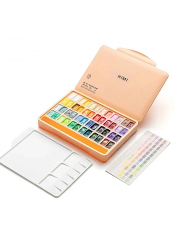 HIMI Twin Cup Gouache Set Guaj Boya Seti 48 Renk x 12 gr. (Peach Fuzz Case)