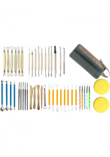 Hobi Market Art Seramik Heykel Polimer Kil Şekilendirme Modelaj Detay Seti 47 Parça Rulo Çanta