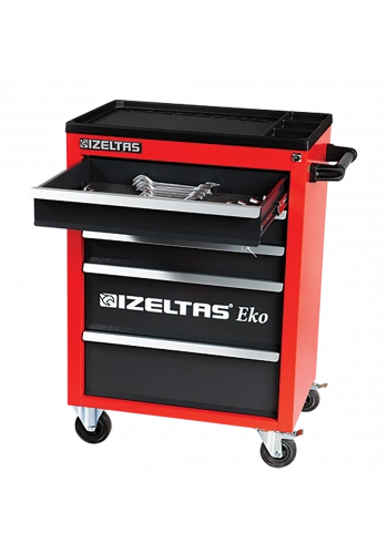 İzeltaş Eko Serisi Takım Dolabı Kırmızı Dolu 93 Parça (7 Çekmeceli)