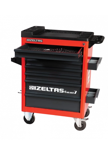 İzeltaş Garaj Serisi Takım Dolabı Kırmızı Dolu 139 Parça (7 Çekmeceli)