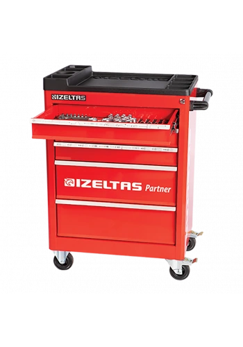 İzeltaş Partner Serisi Takım Dolabı Kırmızı Dolu 118 Parça (5 Çekmeceli)