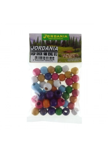 Jordania Ahşap Boncuk Renkli Yuvarlak 14mm 50li