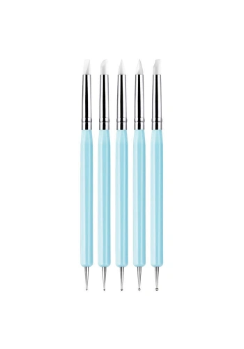 Kabartma Kalemi + Silikon Uçlu Fırça Seti Çift Yönlü 5li