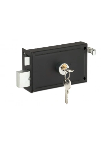 Kale Silindirli Trajlı Demir Kapı Kilidi Köşeli Siyah Eco 14 cm (52 mm Silindirli) - 157AE000050