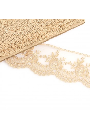 Kapiçino Çiçek Desenli Güpür Dantel 67