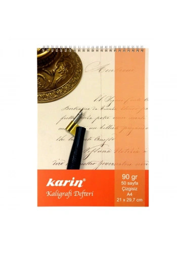 Karin Kaligrafi Defteri A4 90gr 50yp Spiralli Çizgisiz