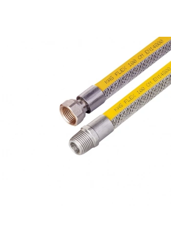 KAS Örgülü Doğalgaz Bağlantı Flexi 1/2 İnç - 1/2 İnç 175 Cm