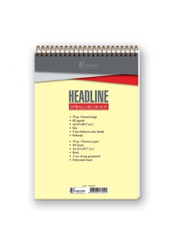 KESKİN HEADLİNE A4 80 YP DÜZ SPİRALLİ BLOKNOT 145420
