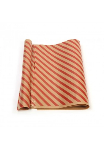 Kırmızı Çizgi Baskılı 40Gr İthal Şamua Kraft Ambalaj Kağıdı 70x100CM