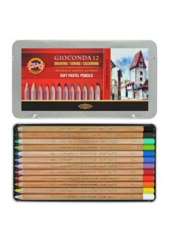 Koh-i Noor Gioconda Soft Pastel Boya Kalemi Seti 12 Renk Metal Kutu