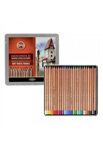 Koh-i Noor Gioconda Soft Pastel Boya Kalemi Seti 24 Renk Metal Kutu