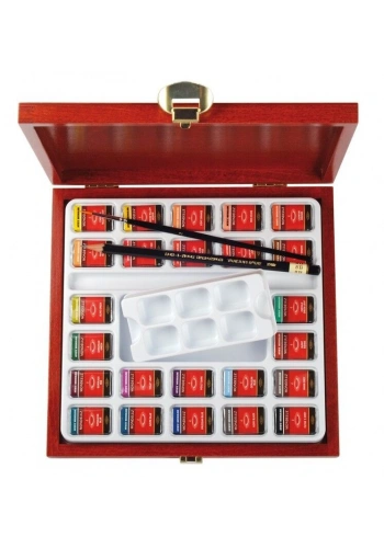 Koh-i Noor Mondeluz Master Class Taş Tablet Sulu Boya Seti 24 Renk Ahşap Kutu