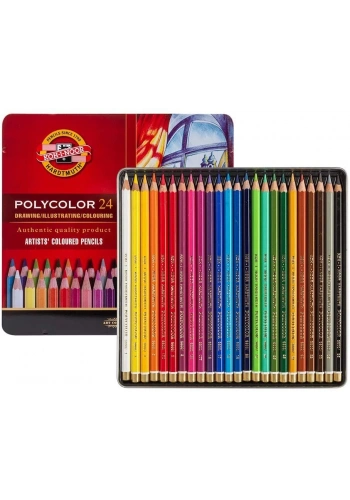 Koh-i Noor Polycolor Artist Kuru Boya Kalemi Seti 24 Renk Metal Kutu