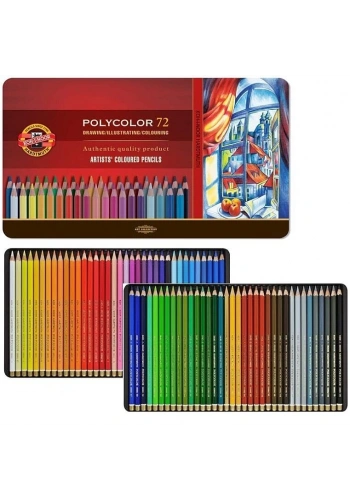 Koh-i Noor Polycolor Artist Kuru Boya Kalemi Seti 72 Renk Metal Kutu