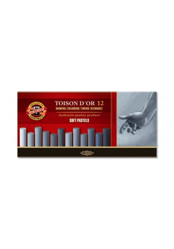 Koh-i Noor Toison Dor Soft Pastel Boya Seti GRİ TONLAR 12 Renk