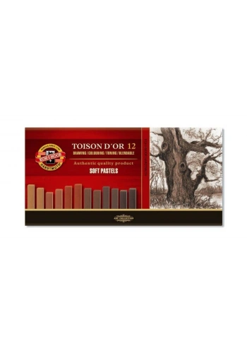 Koh-i Noor Toison Dor Soft Pastel Boya Seti KAHVERENGİ TONLAR 12 Renk (KÖŞELİ)