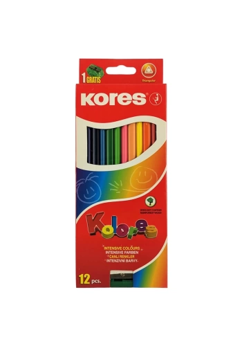 Kores Canlı Renkler Kuru Boya Kalem Seti 12 Renk