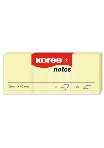Kores Yapışkanlı Not Kağıdı Sarı 50x40 MM 100 Syf