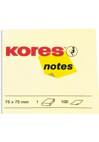 Kores Yapışkanlı Not Kağıdı Sarı 75x75 MM 100 Syf 46075