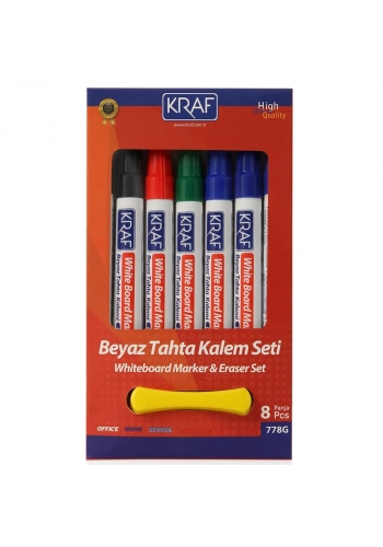 Kraf Beyaz Tahta Kalemi ve Silgi Seti 8 Parça