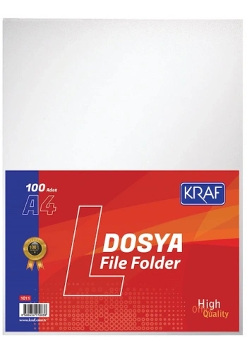 Kraf Deliksiz L Tipi Poşet Dosya A4 100lü Paket