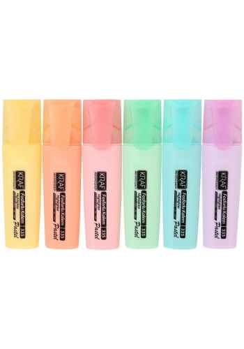 Kraf Fosforlu İşaretleme Kalemi Seti 6 Renk Pastel Renkler