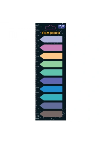 Kraf Index Film (PP) Yapışkanlı Not Kağıdı Ok Şekilli 12x44 mm. 10 Renk x 20 yaprak