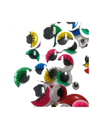 Kraf Kids Renkli Oynar Göz 15 mm 50li Paket