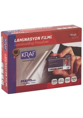 Kraf Laminasyon Filmi 85x115 mm 125 Micron 100lü