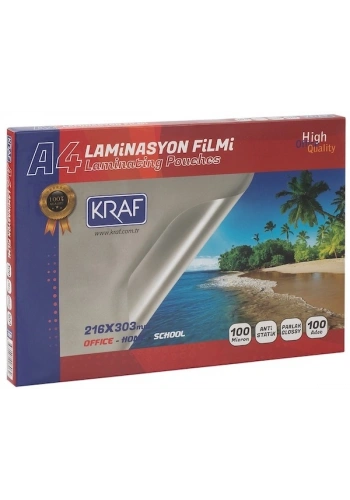 Kraf Laminasyon Filmi Parlak A4 100 Micron 100lü