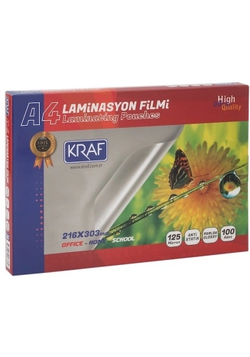 Kraf Laminasyon Filmi Parlak A4 125 Micron 100lü
