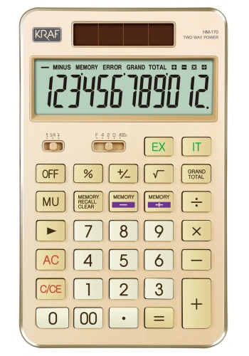 Kraf Masaüstü Hesap Makinesi 12 Hane GOLD