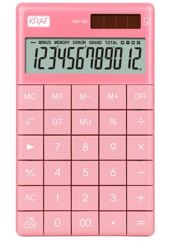 Kraf Masaüstü Hesap Makinesi 12 Hane PEMBE