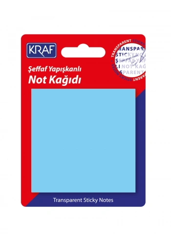 Kraf Şeffaf Post-it Yapışkanlı Not Kağıdı 76x76 mm. 50 yaprak ŞEFFAF MAVİ