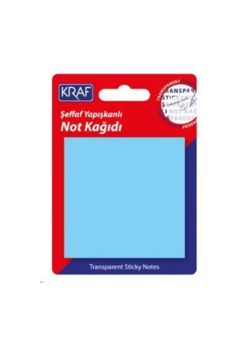 Kraf Yapışkanlı Not Kağıdı 76x76mm 50yp Şeffaf Mavi 7676TR