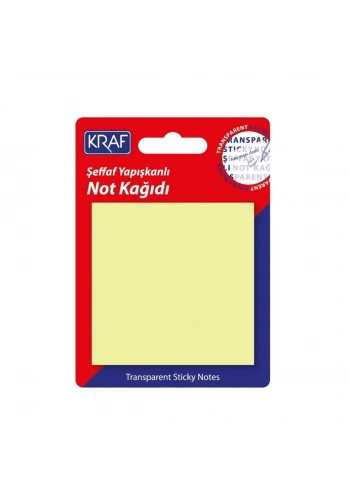 Kraf Yapışkanlı Not Kağıdı 76x76mm 50yp Şeffaf Sarı 7676TR