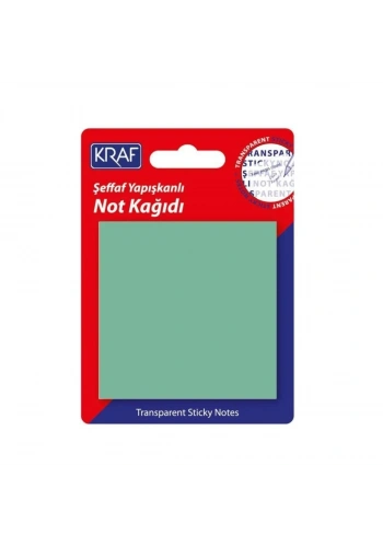 Kraf Yapışkanlı Not Kağıdı 76x76mm 50yp Şeffaf Yeşil 7676TR
