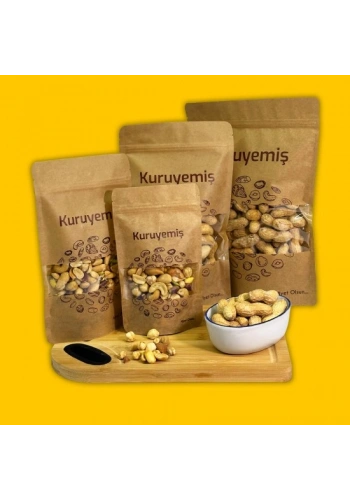 KURUYEMİŞ BASKILI PENCERELİ KAĞIT DOYPACK 13X22,5 250 GRAM 500 adet