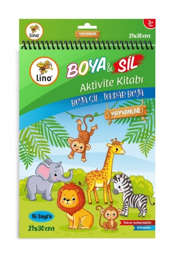 LINO BS-1006 BOYA SİL AKTİVİTE BOYAMA KİTABI HAYVANLAR A4 EBAT SİLİNEBİLİR