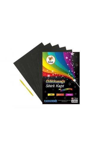Lino Sihirli Kağıt Kazıma (Gökkuşağı) 5li Paket 20x30 cm.