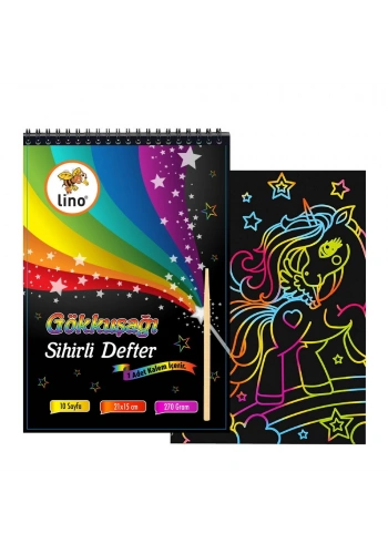 Lino Sihirli Kağıt Kazıma (Gökkuşağı) Defteri A5 10 yaprak