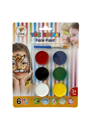 Lino Yüz Boyası 6 Renk Tablet Fırçalı Yıkanabilir Ln-904