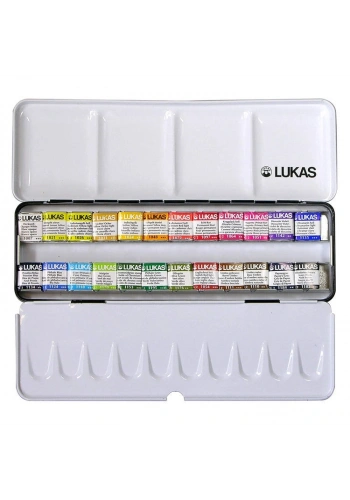 Lukas Aquarell 1862 Profesyonel Tablet Sulu Boya Seti 24 Renk 1/2 Tablet Metal Kutu