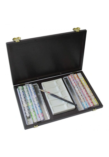 Lukas Aquarell 1862 Profesyonel Tablet Sulu Boya Seti 48 Renk 1/2 Tablet Ahşap Kutu