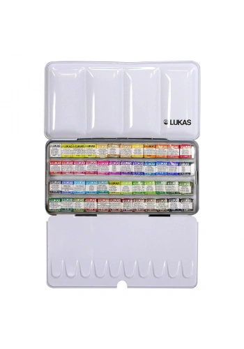 Lukas Aquarell 1862 Profesyonel Tablet Sulu Boya Seti 48 Renk 1/2 Tablet Metal Kutu